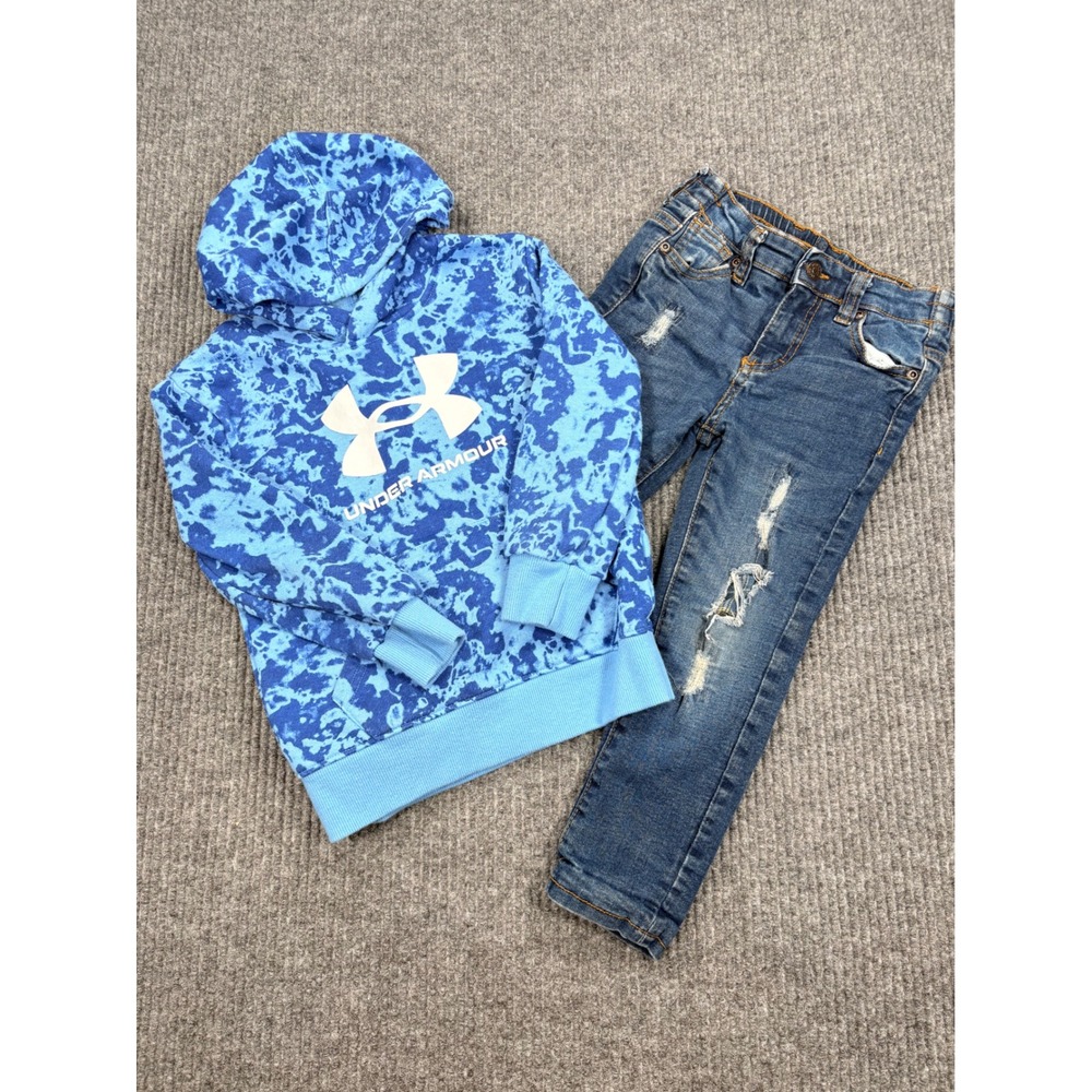 Under Armour Blue Camo Hoodie and JACHS Distressed Jeans Set Boys 4T